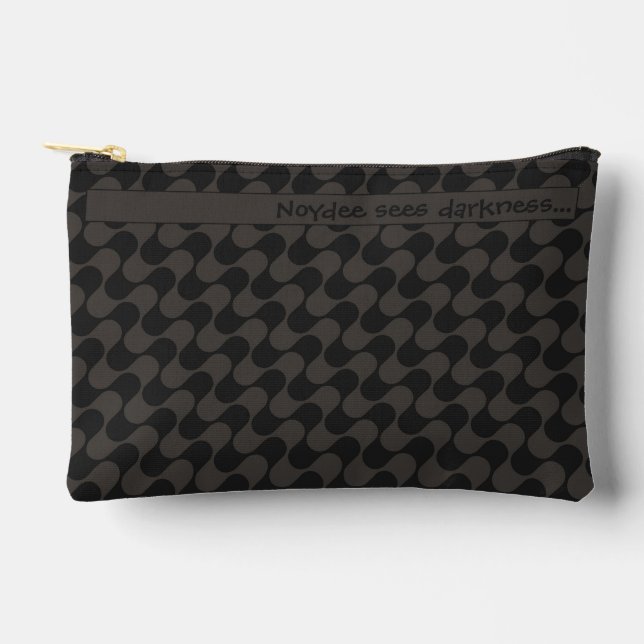 Pochette À Accessoires Vagues abstraites noires et grises avec texte (Recto)