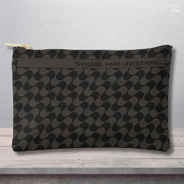 Pochette À Accessoires Vagues Abstraites Noires et Grises avec Texte