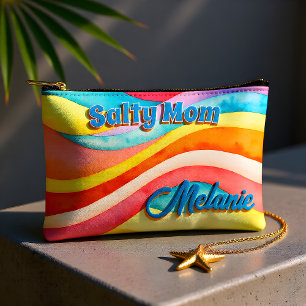 Pochette À Accessoires Vagues de coucher de soleil aquarelle maman
