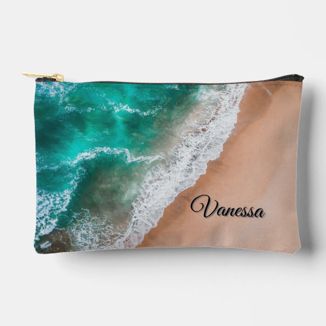 Pochette À Accessoires Vagues sur Sandy Beach Personnel (Recto)