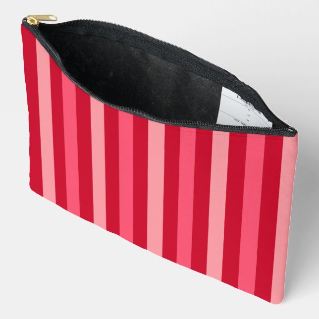 Pochette À Accessoires Valentines rayures rouge et rose (Ouvrir)