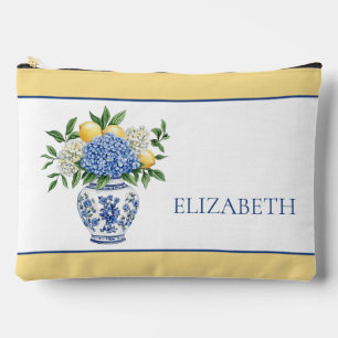 Pochette À Accessoires Vase Chinoiserie Bleu et Blanc avec hydrangées