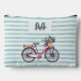 Pochette À Accessoires Vélo Aquarelle Joli rayé Personnalisé