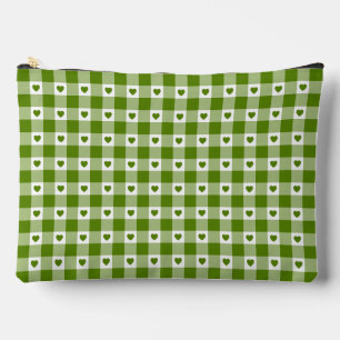 Pochette À Accessoires Vert Avocat Plaid Gingham Rétro Cœur