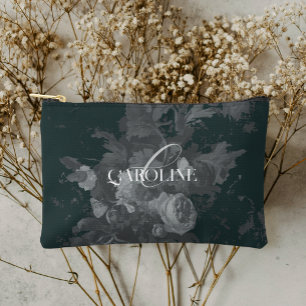 Pochette À Accessoires Vert profond Vintage Floral Encore Vie Stylé