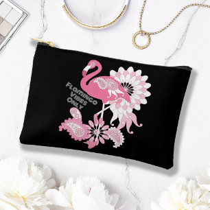 Pochette À Accessoires Vibes de flamant rose uniquement en noir et rose
