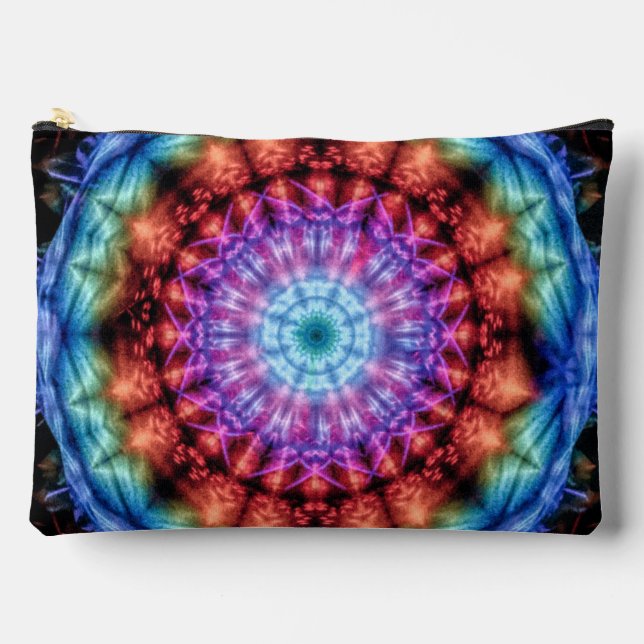 Pochette À Accessoires Vibrant Tie Dye Kaleidoscope Rainbow Mandala (Recto)