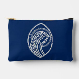 Pochette À Accessoires Vierge Marie, dentelle blanche, bleu marine