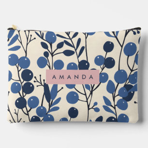 Pochette À Accessoires Vigne de myrtille personnalisée de style botanique