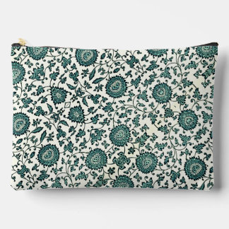 Pochette À Accessoires Vintage Chinese Floral Pattern in Teal and White 