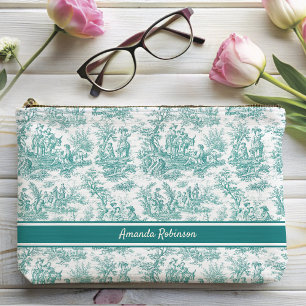 Pochette À Accessoires Vintage turquoise turquoise toile de jouy imprimé