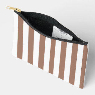 Pochette À Accessoires Vintages bandes verticales Mocha Mousse Blanc