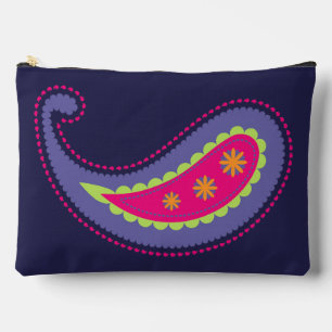 Pochette À Accessoires Violet et Rose Paisley