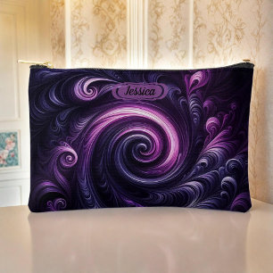 Pochette À Accessoires Violet foncé Moderne Abstrait Tourbillonnant