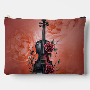 Pochette À Accessoires Violon noir gothique aux roses rouges