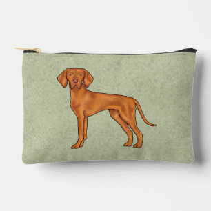 Pochette À Accessoires Vizsla Hongroise mignonne Pointeur de dessin vert 