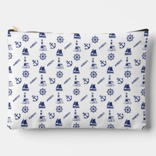Pochette À Accessoires Voile Illustrant Sml Ptn Navy Bleu+Blanc