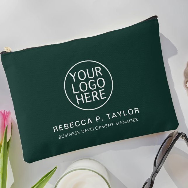 Pochette À Accessoires Votre logo d'entreprise Employés personnalisés (Your Business Logo Personalized Corporate Accessory Pouch Giveaway)