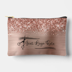 Pochette À Accessoires Votre logo pailleté rose or glamour