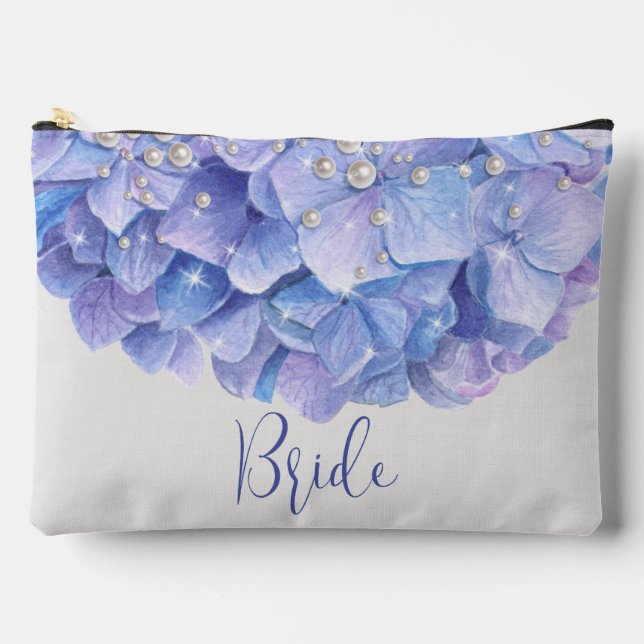 Pochette À Accessoires Watercolor Blue Hydrangea Pearl (Recto)