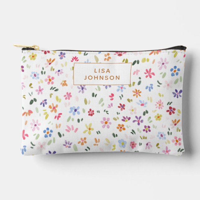 Pochette À Accessoires Watercolor Floral Pattern Pretty Personalized (Recto)