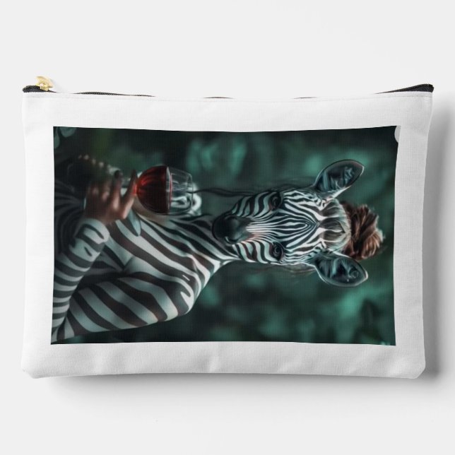 Pochette À Accessoires "Wild Elegance - Zebra Woman Cosmetic Bag" (Recto)