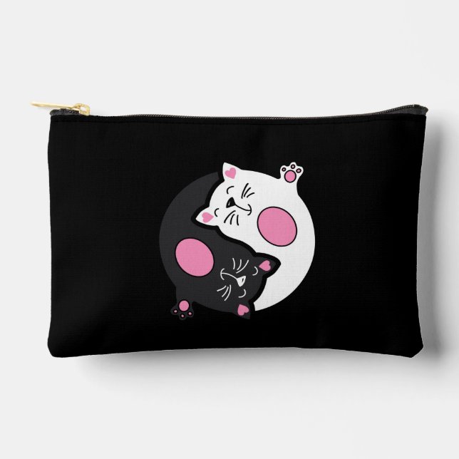 Pochette À Accessoires Yin Yang Sleeping Cats In Black And White  (Recto)
