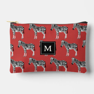Pochette À Accessoires Zebra Exotic Animal Motif Deep Red Monogram