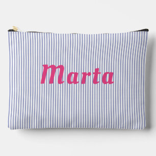Pochette d'accessoires en lettres roses rayées ble