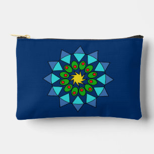 Pochette d'accessoires - Mandala bleu et vert