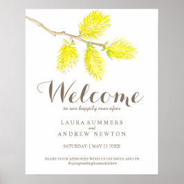 Pochettes jaune printemps poster de bienvenue mari