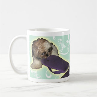 Pochi Welpe mit lila Purzelbaum Kaffeetasse