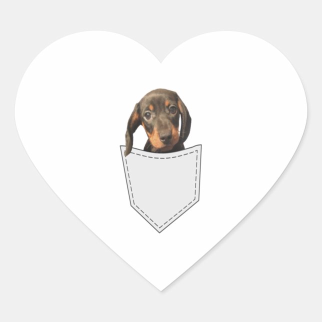 Pocket Dog Dackel Herz-Aufkleber (Vorderseite)