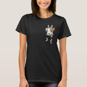 Pocket Easter Pitbull Bunny Pittie Dog Men Frauen  T-Shirt
