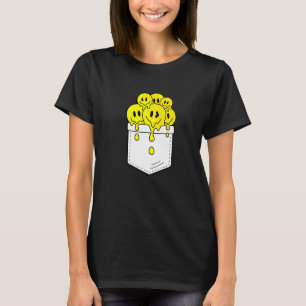 Pocket gelbes Lächeln Gesichter Melting glückliche T-Shirt