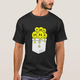 Pocket gelbes Lächeln Gesichter Melting glückliche T-Shirt