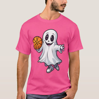 Pocket Ghost Basketball Halloween Spooky T-Shirt