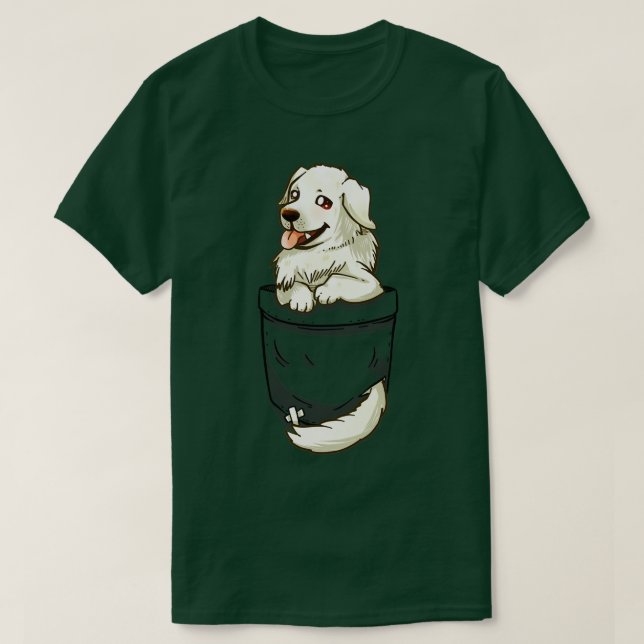 Pocket Great Pyrenäen Hund T-Shirt (Design vorne)