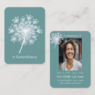 Pocket Keepake Erinnerung Königin Anne Lace Blume Visitenkarte
