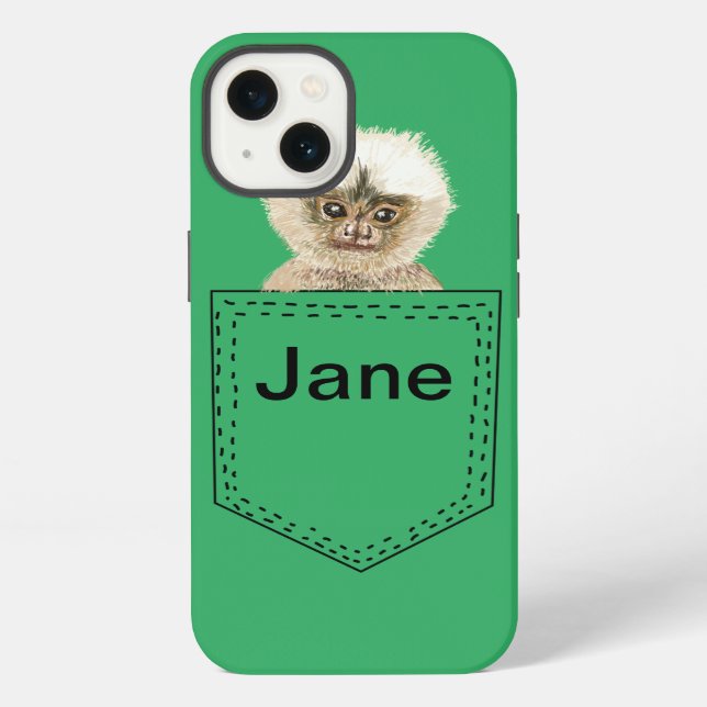 Pocket Monkey Personalisiert iPhone Hülle (Rückseite)