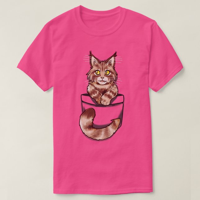 Pocket Niedlich Maine Coone Kitten T-Shirt (Design vorne)