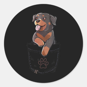 Pocket Niedlich Rottweiler Welpenhund T - Shirt Runder Aufkleber