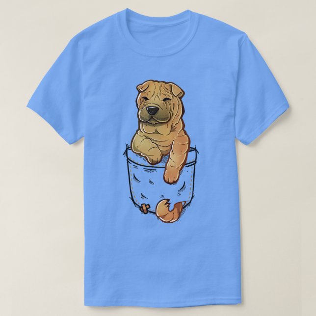 Pocket Niedlich Shar Pei Dog T-Shirt (Design vorne)