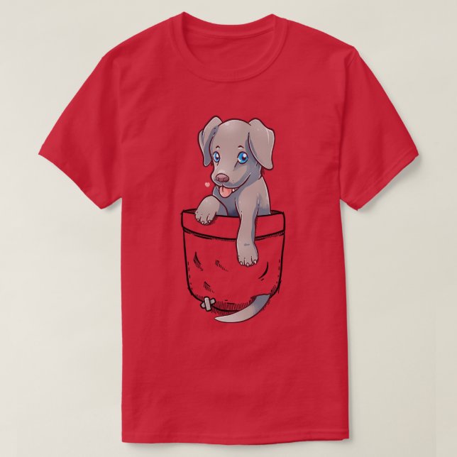Pocket Niedlich Weimaraner Welpenhund T-Shirt (Design vorne)