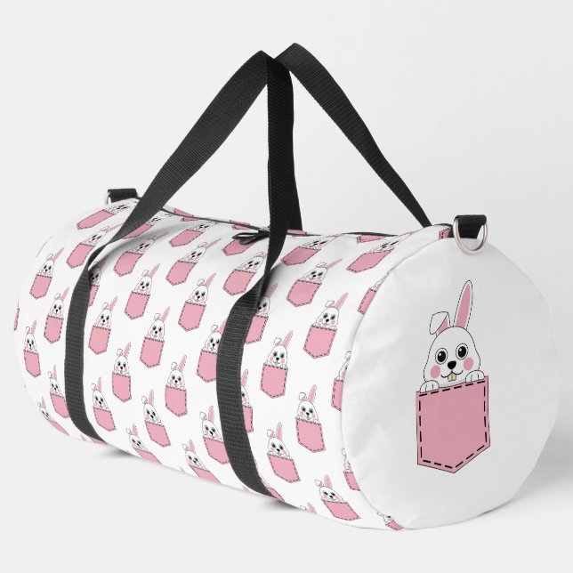 Pocket Pet Bunny Pattern Duffle Bag (Linke Ecke)