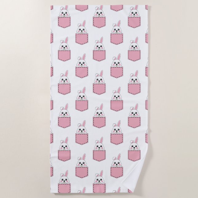 Pocket Pet Bunny Pattern Strandtuch (Vorderseite)