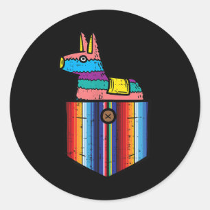 Pocket Pinata Serape Cinco De Mayo Mexican Fiesta Runder Aufkleber