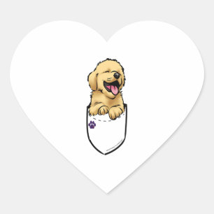 Pocket Puppiez - Goldener Retriever Herz-Aufkleber