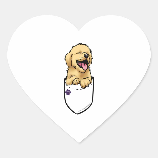 Pocket Puppiez - Goldener Retriever Herz-Aufkleber (Vorderseite)