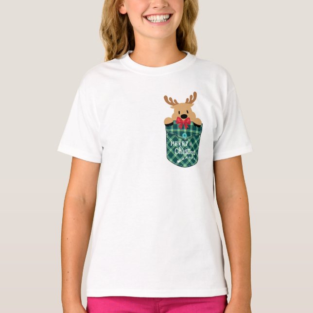 Pocket Reindeer Christmas T-Shirt (Vorderseite)